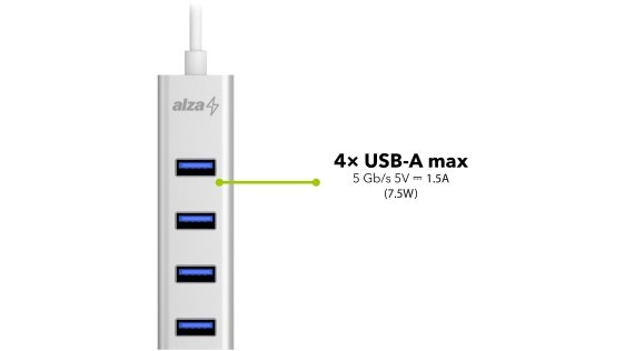 AlzaPower AluCore -B-A (M) - 4× USB-A (F)
