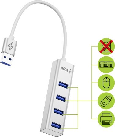 AlzaPower AluCore -B-A (M) - 4× USB-A (F)
