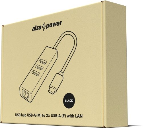 USB Hub AlzaPower Core USB-C (M) - 3× USB-A (F) LAN-nal