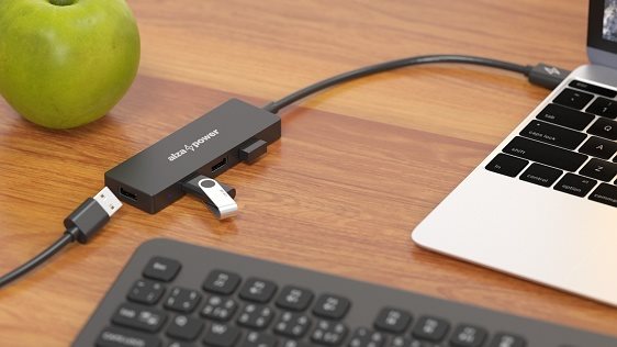 AlzaPower FlatCore USB-A (M) - 4× USB-A 2.0 (F) fekete