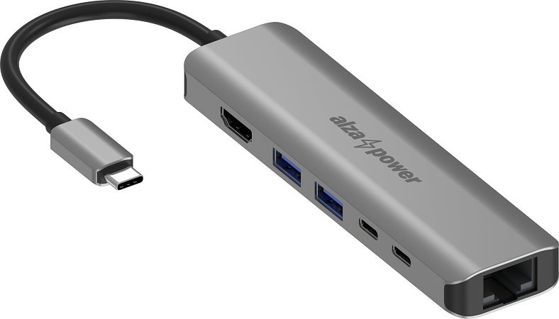 AlzaPower Metal USB-C Dock Station 6 az 1-ben 8K-val