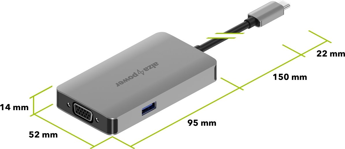 AlzaPower Metal USB-C Dock Station 6 az 1-ben