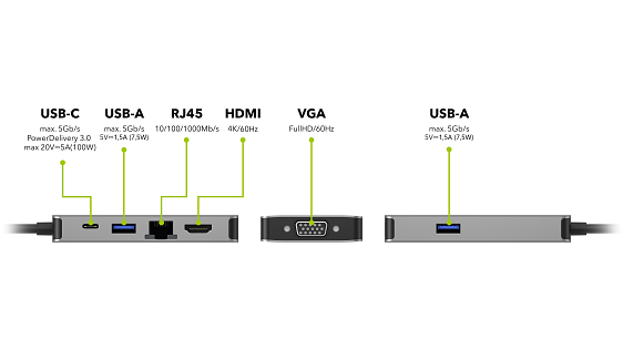 AlzaPower Metal USB-C Dock Station 6 az 1-ben
