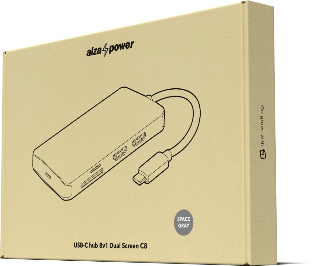 AlzaPower Metal USB-C Dock Station 8in1 Dual Screen C8 