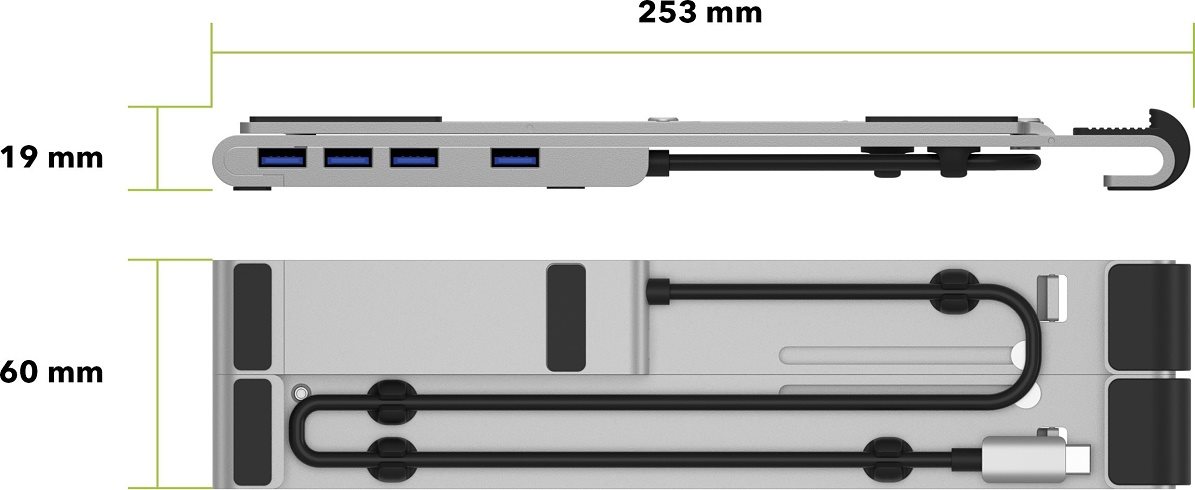 AlzaPower Metal USB-C Dock Station with Stand 5in1 