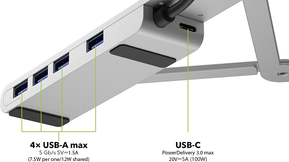 AlzaPower Metal USB-C Dock Station with Stand 5in1 