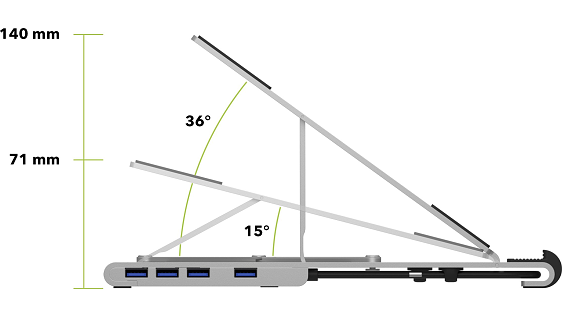 AlzaPower Metal USB-C Dock Station with Stand 5in1 