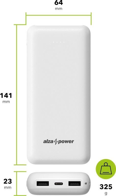 AlzaPower Onyx 20000mAh USB-C powerbank, fehér