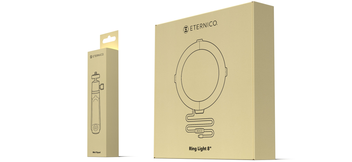 Eternico Mini Tripod T-10 miniállvány + Eternico Ring Light 8" RGB