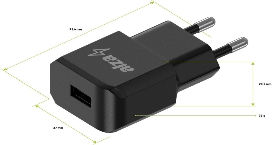 AlzaPower Smart Charger 2.1A fekete + Core Micro USB 1m fekete szett