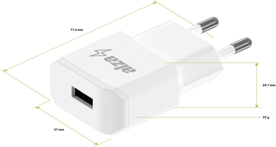 AlzaPower Smart Charger 2.1A fehér + Core Micro USB 1m fehér szett
