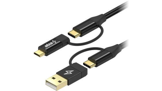 AlzaPower A133 Fast Charge 33W fekete + MultiCore 4in1 USB 1m fekete szett