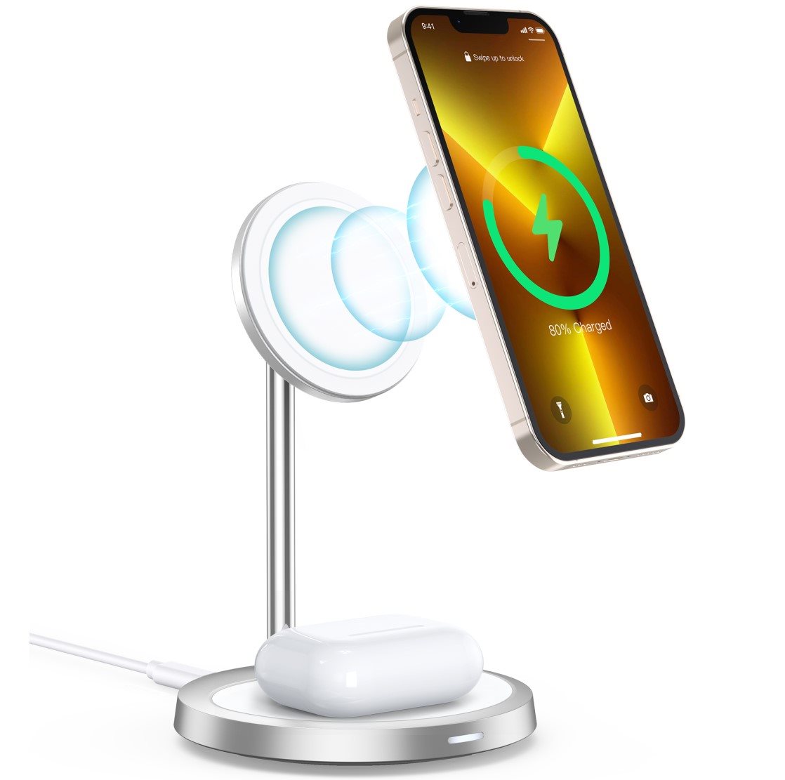 ChoeTech MFM 2in1 Holder Magnetic Wireless Charger For iPhone 12/13/14 töltőállvány ChoeTech MFM 2in1 Holder Magnetic Wireless Charger For iPhone 12/13/14 töltőállvány