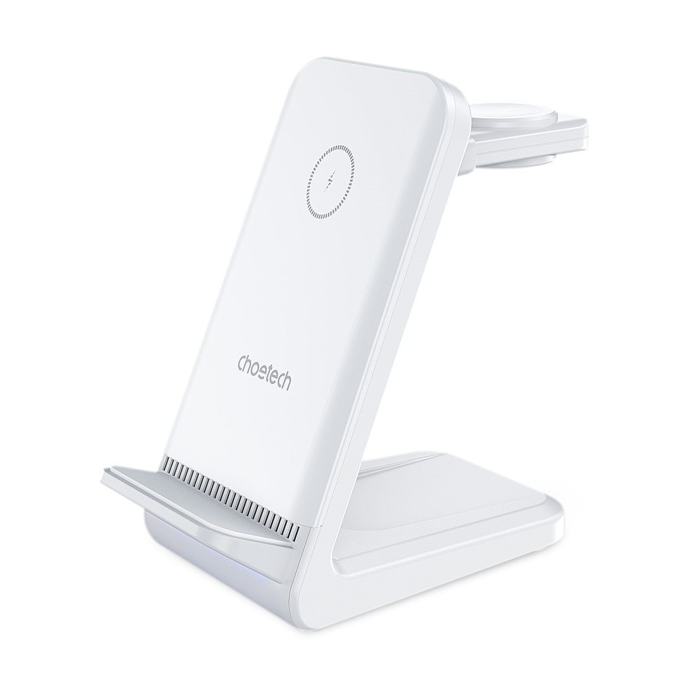 Choetech 15W 3-in-1 Wireless Charger stand for Iwatch and Samsung watch (white) töltőállvány