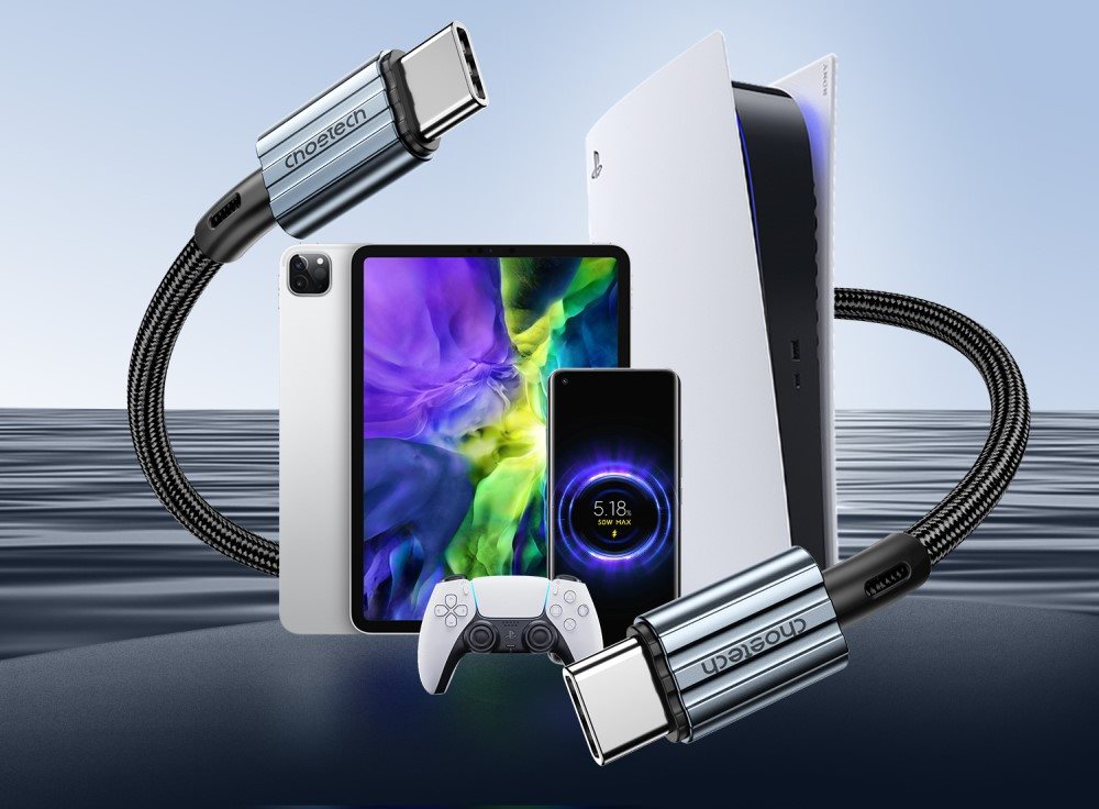 ChoeTech USB-C 60W cable 1.2M Black adatkábel