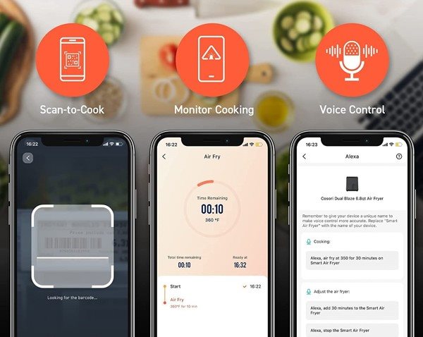 Forrólevegős sütő Cosori Dual Blaze 6,4L SMART grey