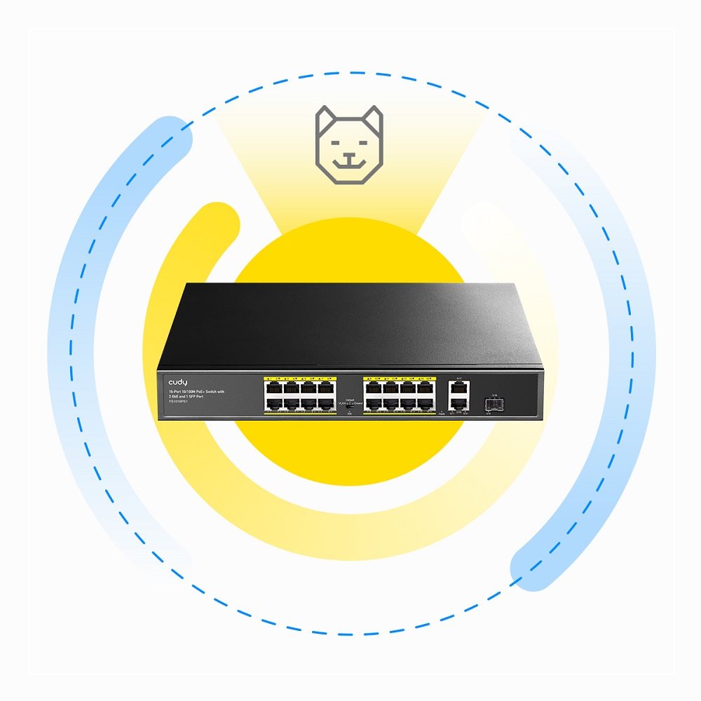 16-Port 10/100M PoE+ CUDY switch