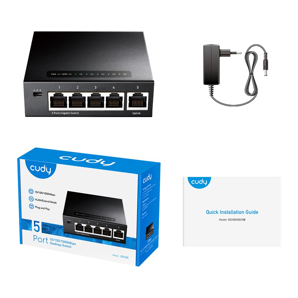 CUDY Switch 5-Port Gigabit Metal Switch