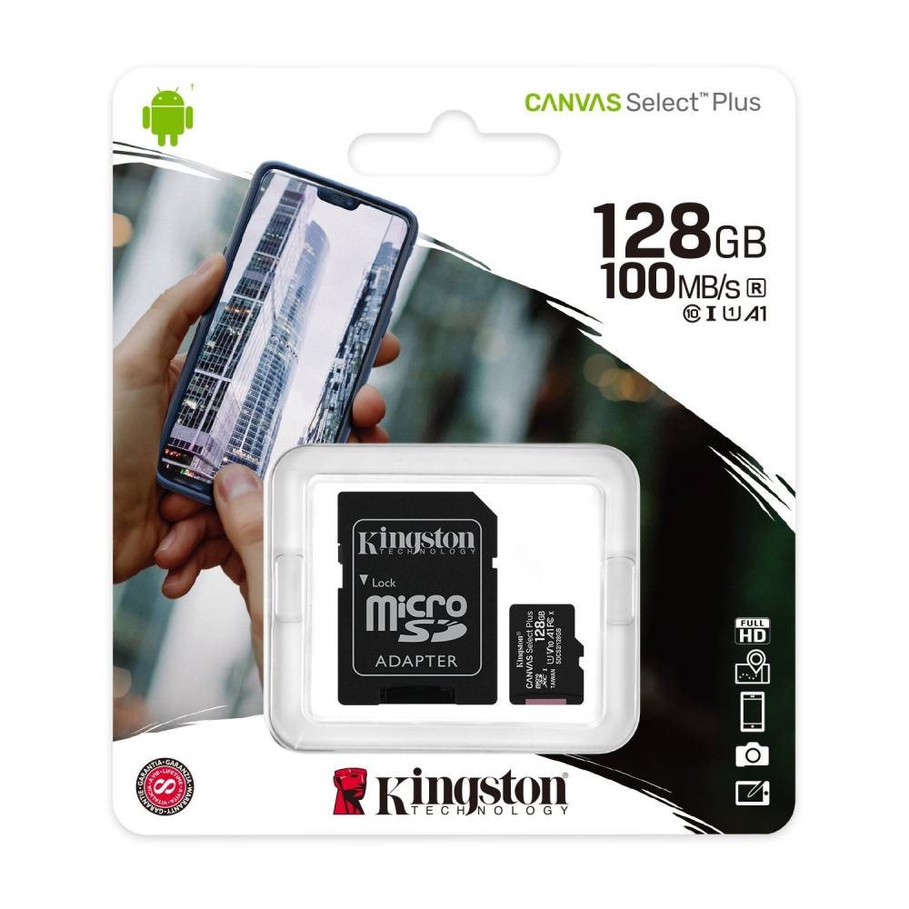 Kingston MicroSDXC 128GB Canvas Select Plus + SD-adapter