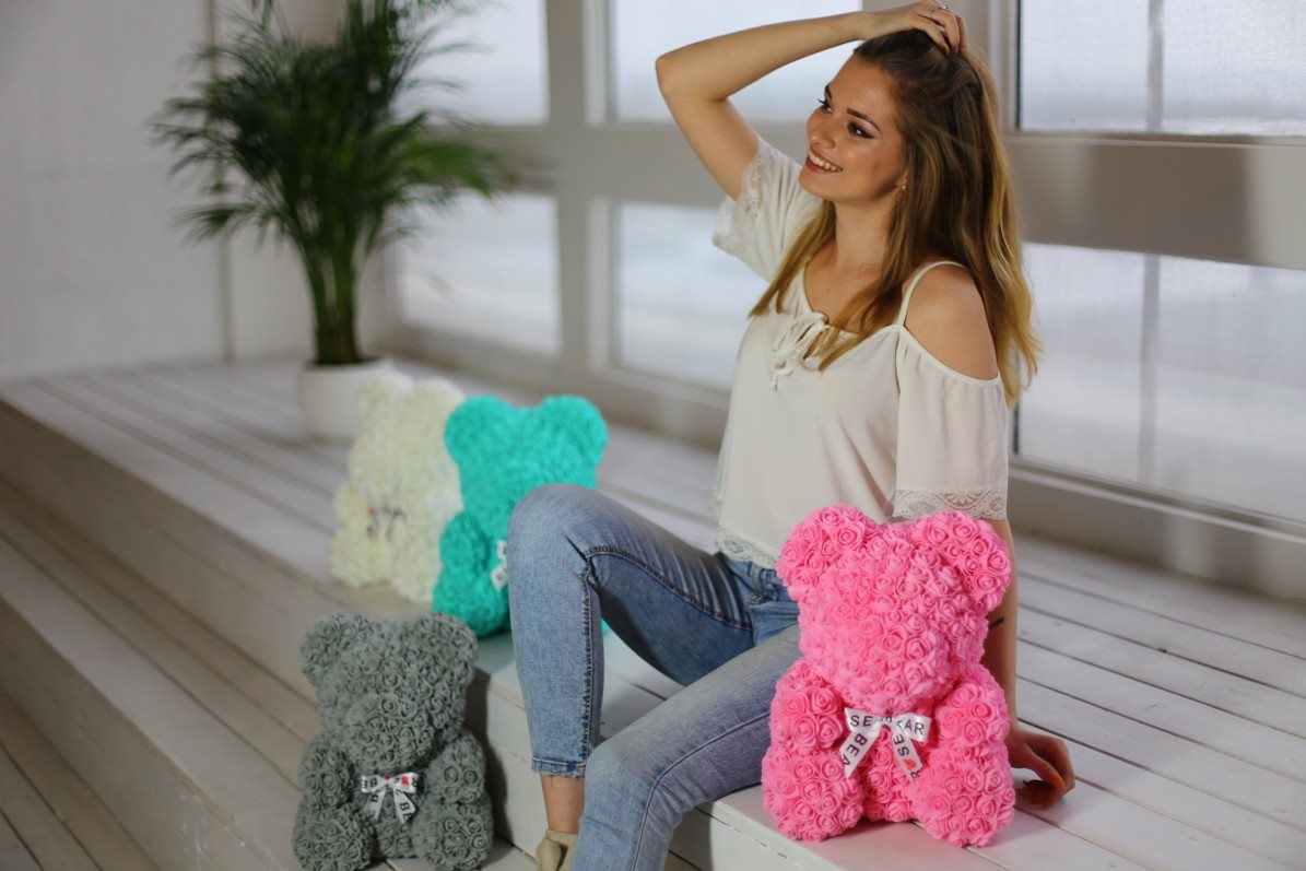 Rose Bear rózsaszín rózsamackó