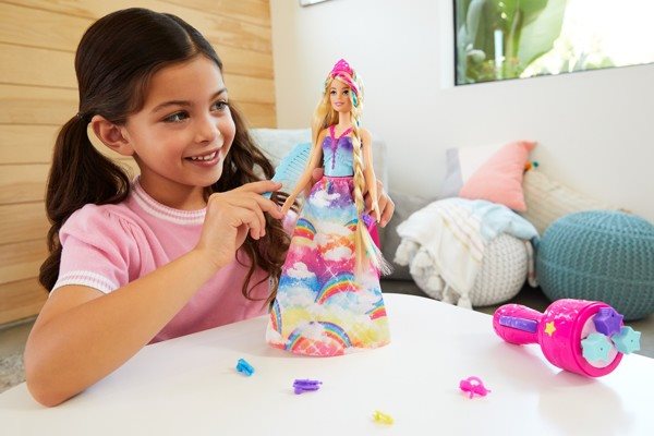 Barbie hercegnő színes hajjal, szett 