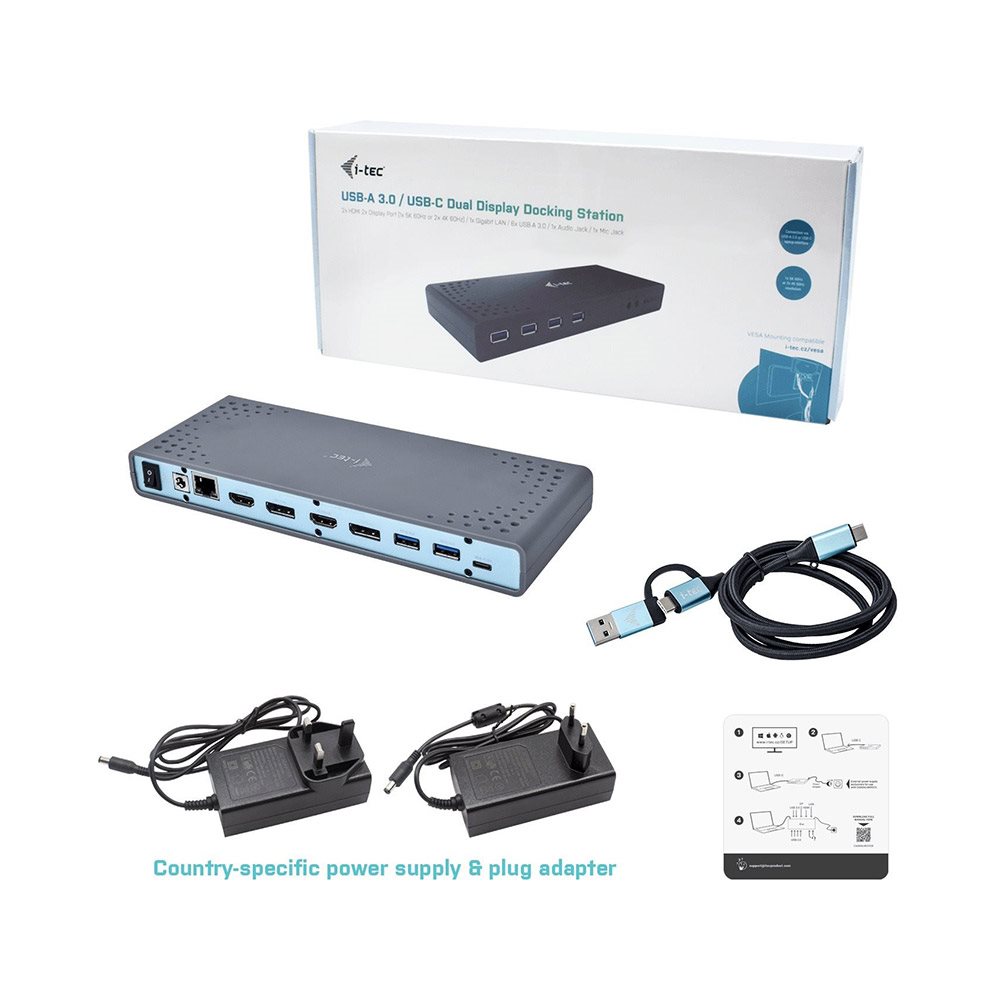 i-tec USB 3.0 / USB-C / Thunderbolt 3 Dual Display Docking Station