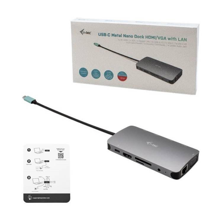 i-tec USB-C Metal Nano Dock 4K HDMI/VGA dokkolóállomás