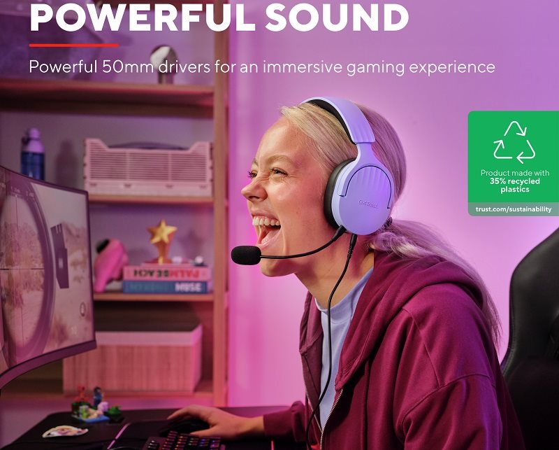Trust GXT489 Fayzo Headset Eco Friendly Purple gaming fejhallgató