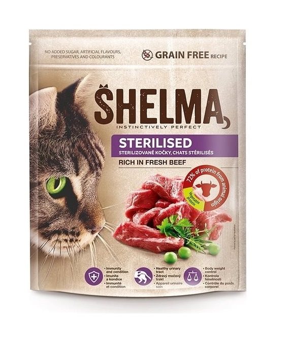Shelma Sterile gabonamentes macskaeledel friss marhahússal Shelma Sterile gabonamentes macskaeledel friss marhahússal