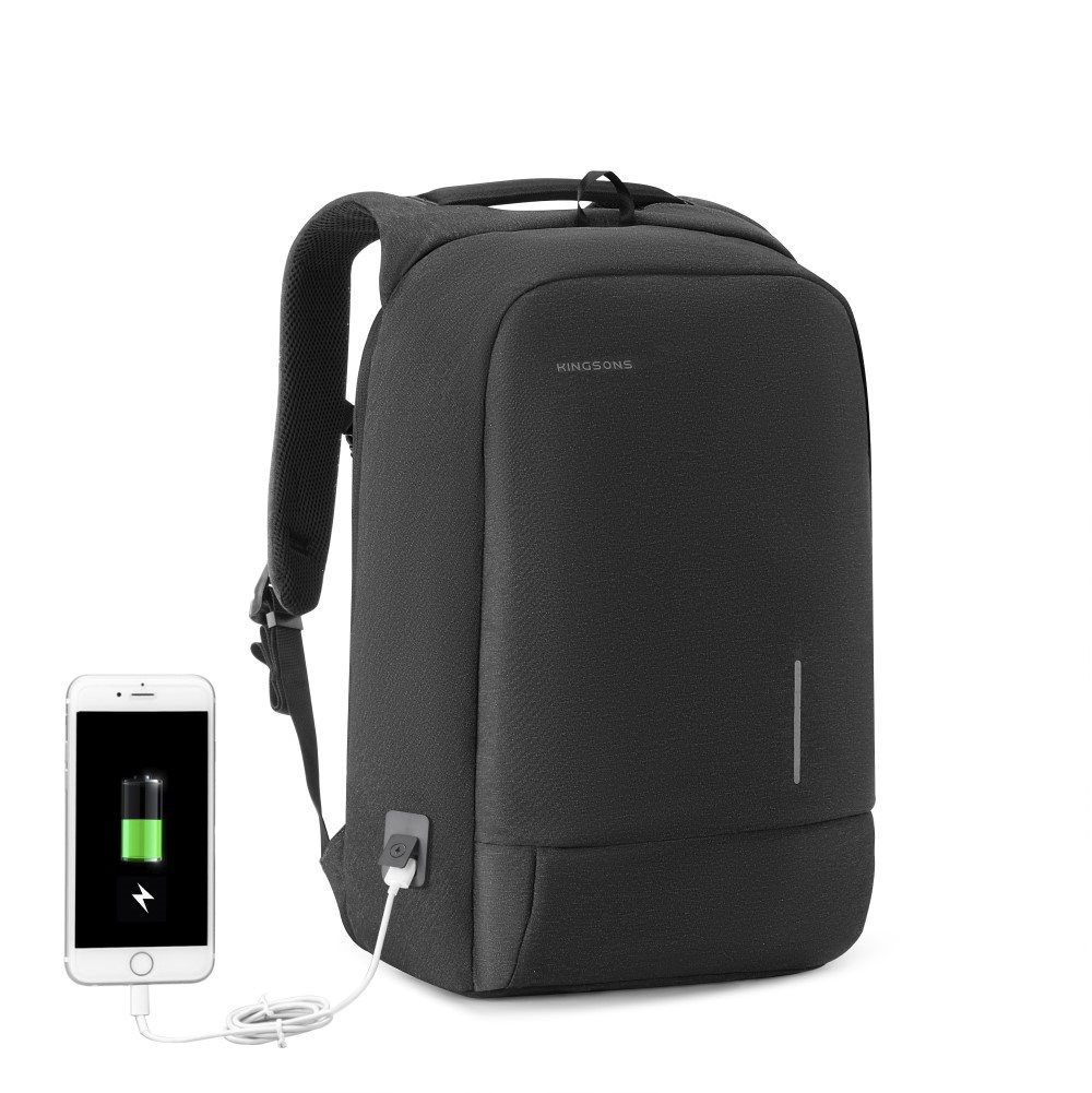 Kingsons Anti-theft Backpack Black 15.6