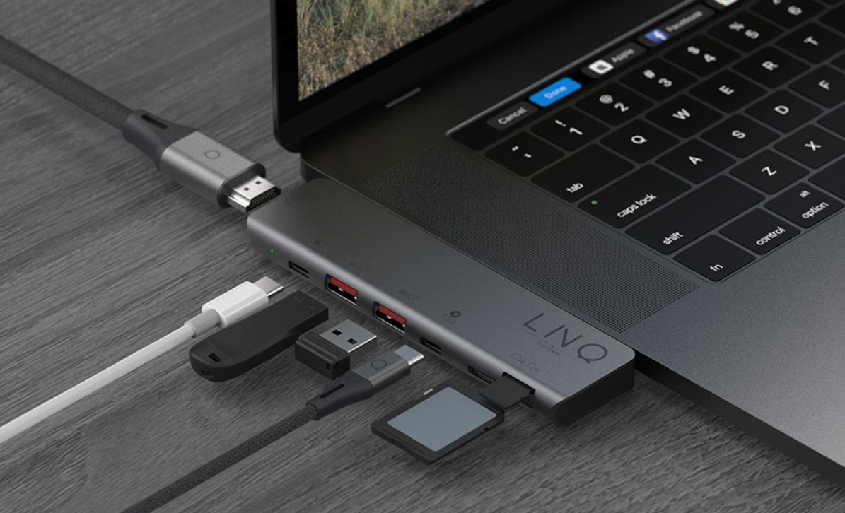 LINQ byELEMENTS 7in2 TB Pro portreplikátor 100 W-os Power Delivery tápellátással