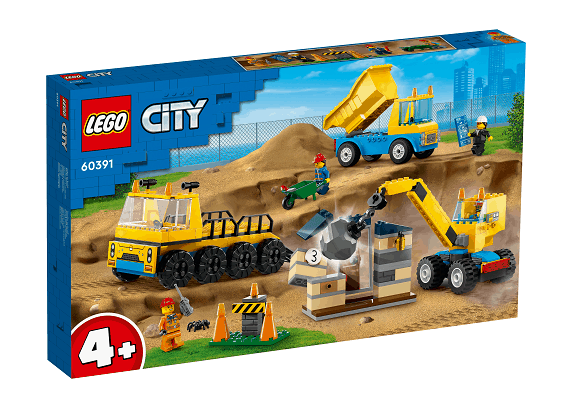 LEGO® City 60391 Építőipari teherautók és bontógolyós daru