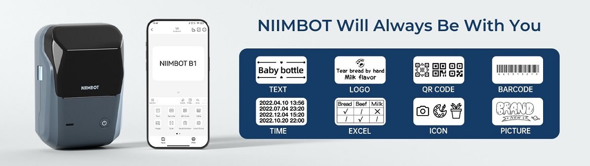 Niimbot B1 Smart lake blue + tekercs címke 210 db címkenyomtató