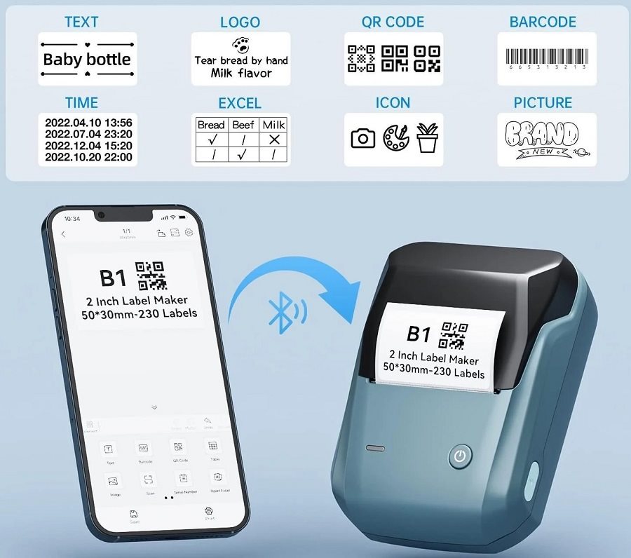Niimbot B1 Smart lake blue + tekercs címke 210 db címkenyomtató