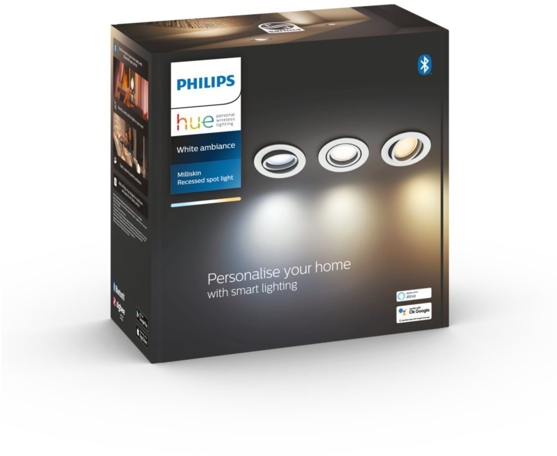 Philips Hue White Miliskin spotlámpa 5,7W teljesítménnyel, 3 db a csomagban, fehér kivitel