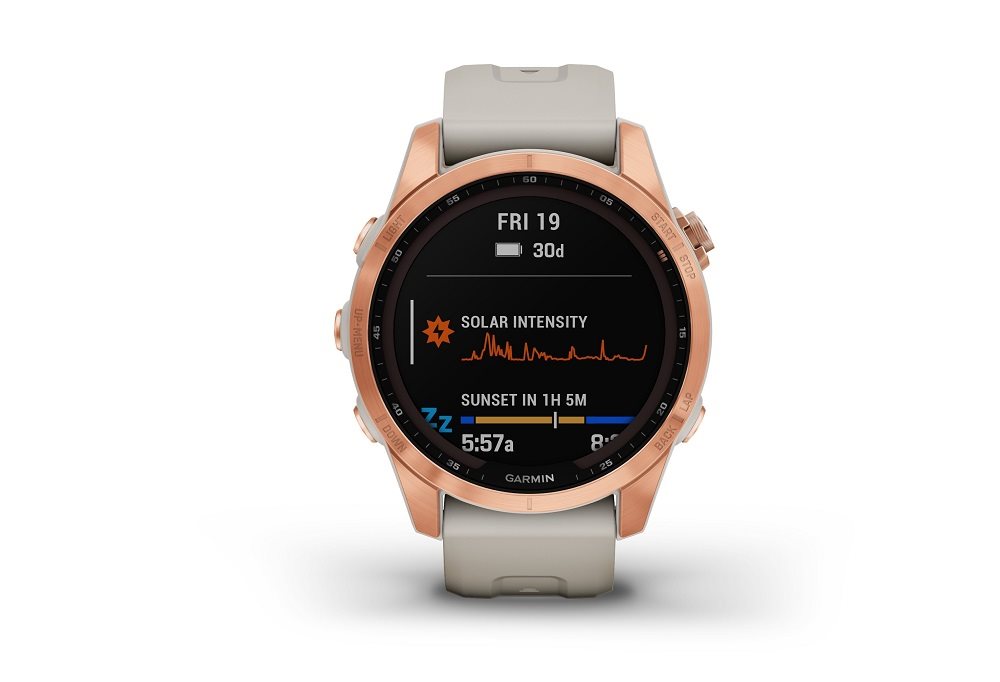 Garmin Fenix 7S Solar Rose Gold/Light Sand Band okosóra