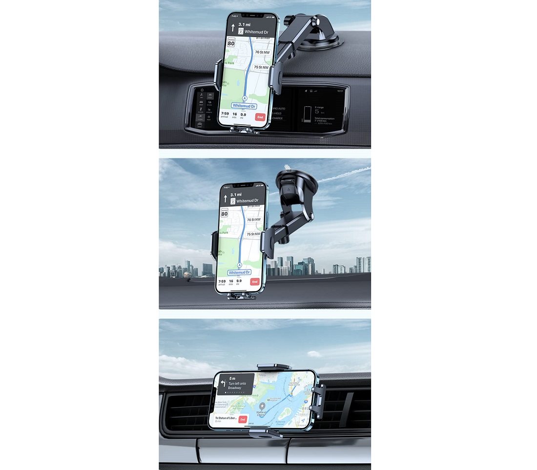 Torras TORRAS-Dashboard-Air Vent-Windshield Bracket Black mobiltelefon tartó