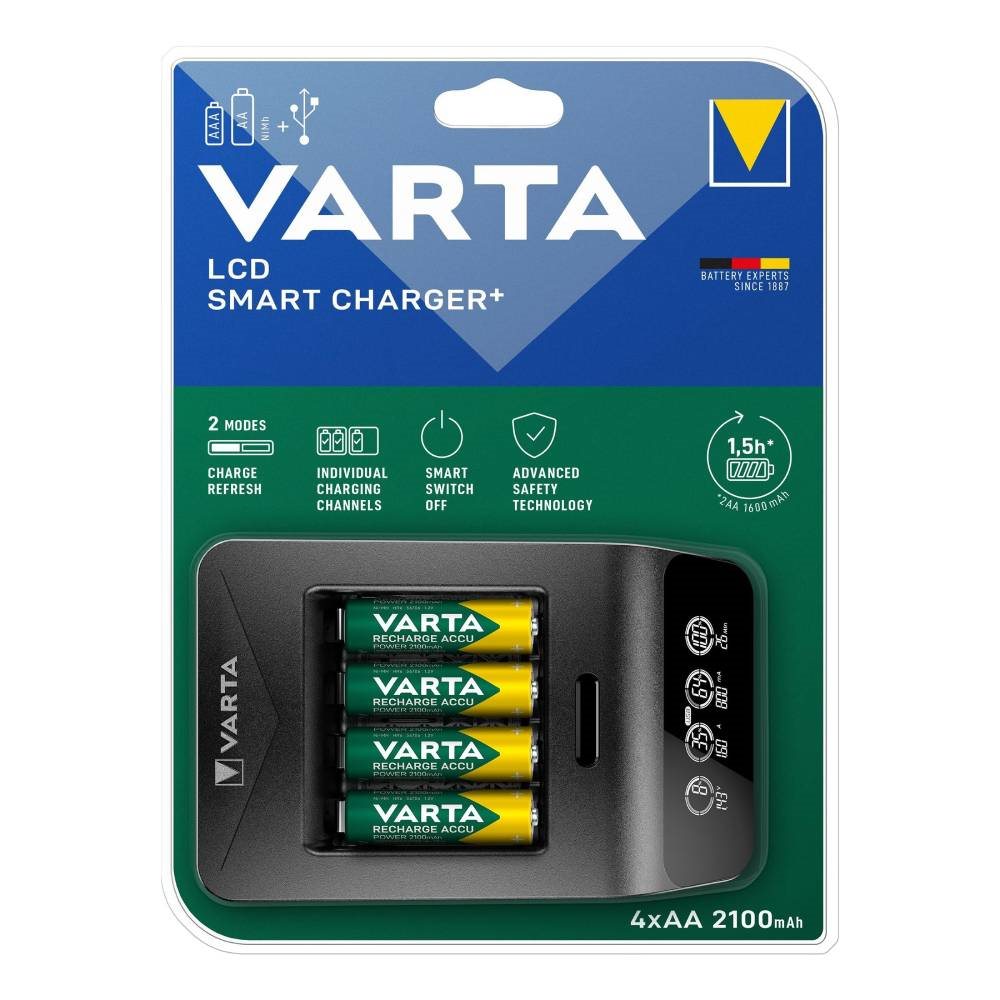 VARTA LCD Smart Charger töltő + VARTA Recharge Accu Power AA 2100 mAh újratölthető akkumulátor