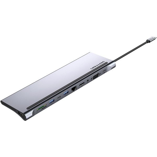 Vention USB-C to HDMI / VGA / USB-C Gen 1 / 2* USB 3.0 / USB / RJ45 / SD / TF / TRRS 3.5mm Jack / PD dokkoló állomás Vention USB-C to HDMI / VGA / USB-C Gen 1 / 2* USB 3.0 / USB / RJ45 / SD / TF / TRRS 3.5mm Jack / PD dokkoló állomás