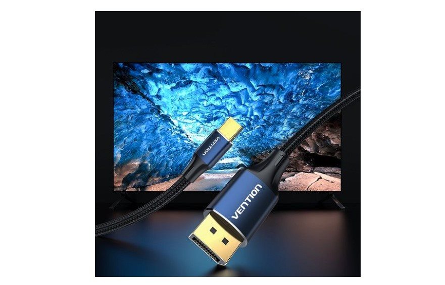 Vention Cotton Braided Mini DP Male to DP Male 8K HD Cable 1.5m Blue Aluminum Alloy Type videokábel