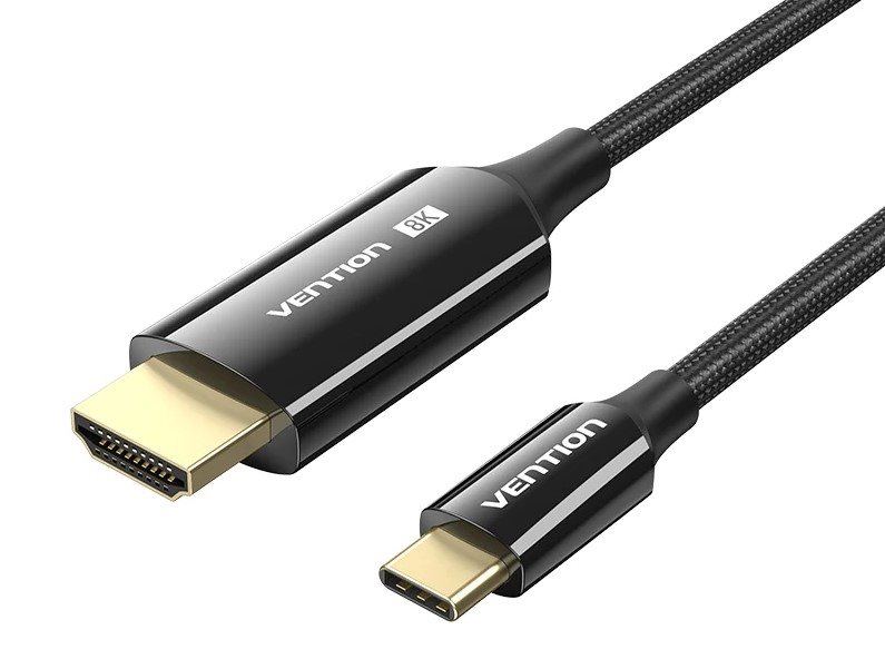 Vention Cotton Braided USB-C to HDMI-A 8K HD Cable 1.8M Black Zinc Alloy Type videokábel
