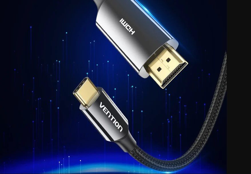 Vention Cotton Braided USB-C to HDMI-A 8K HD Cable 1.8M Black Zinc Alloy Type videokábel