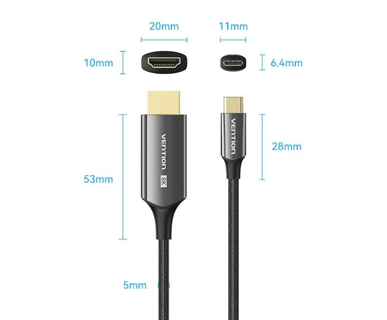 Vention DisplayPort Male to HDMI Male 4K HD Cable 5M Black