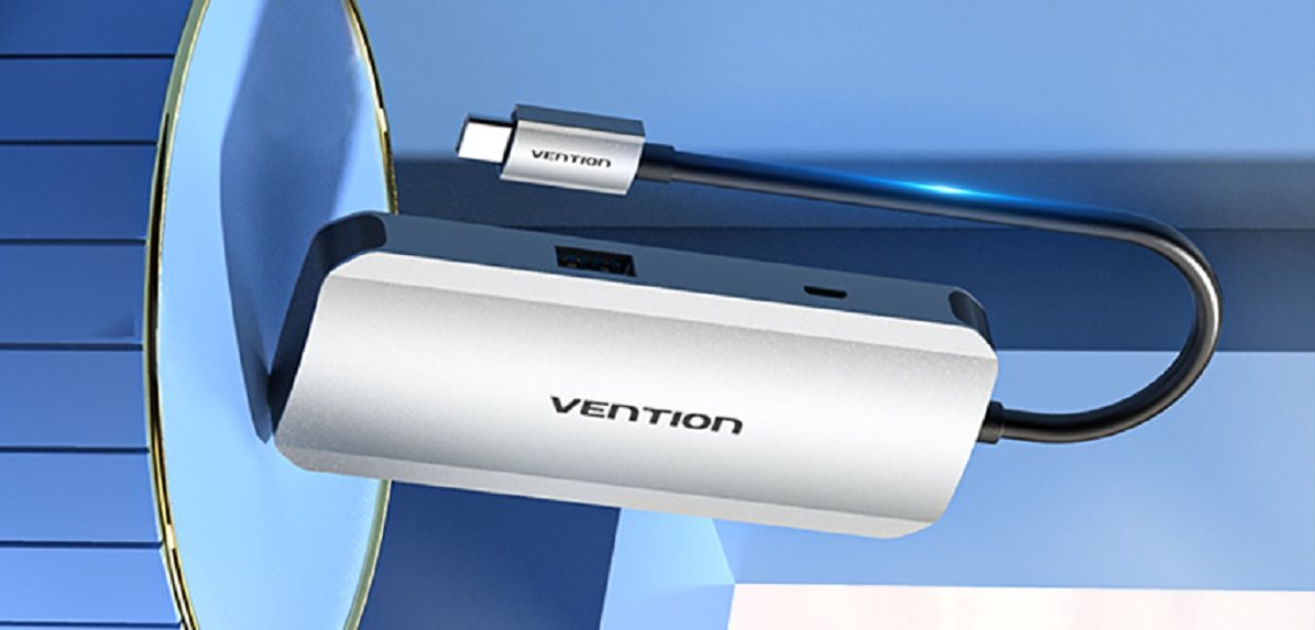 USB Hub Vention USB-C USB 3.0 x 4 / Micro USB-B Hub 0.15M szürke alumínium szürke USB Hub Vention USB-C USB 3.0 x 4 / Micro USB-B Hub 0.15M szürke alumínium szürke