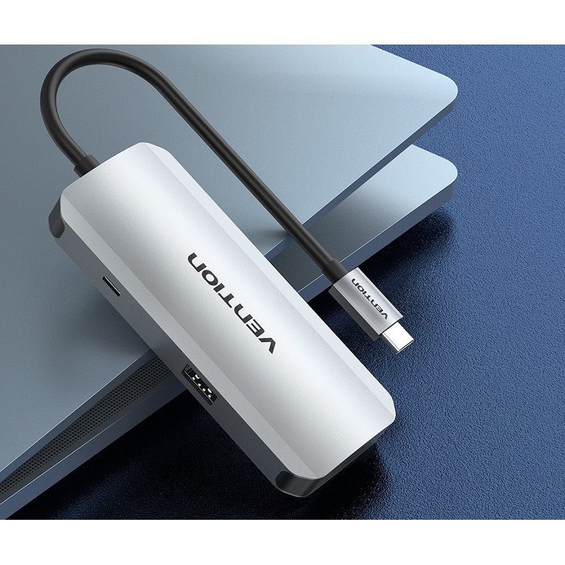 USB Hub Vention USB-C USB 3.0 x 4 / Micro USB-B Hub 0.15M szürke alumínium szürke USB Hub Vention USB-C USB 3.0 x 4 / Micro USB-B Hub 0.15M szürke alumínium szürke