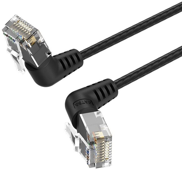 Vention Cat6A UTP Rotate Right Angle Ethernet Patch Cable 20M Black Slim Type hákózati kábel