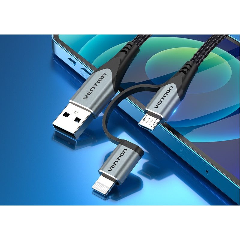 Vention MFi USB 2.0 to 2in1 Micro USB & Lightning Cable Vention MFi USB 2.0 to 2in1 Micro USB & Lightning Cable