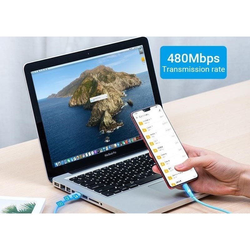 Vention USB 2.0 to Micro USB 2A Cable 2M Light Blue