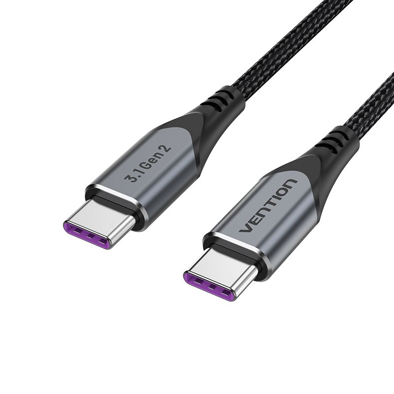 Vention USB-C 3.1 Gen2 100W 10Gbps Cable 0.5M Gray Aluminum Alloy Type