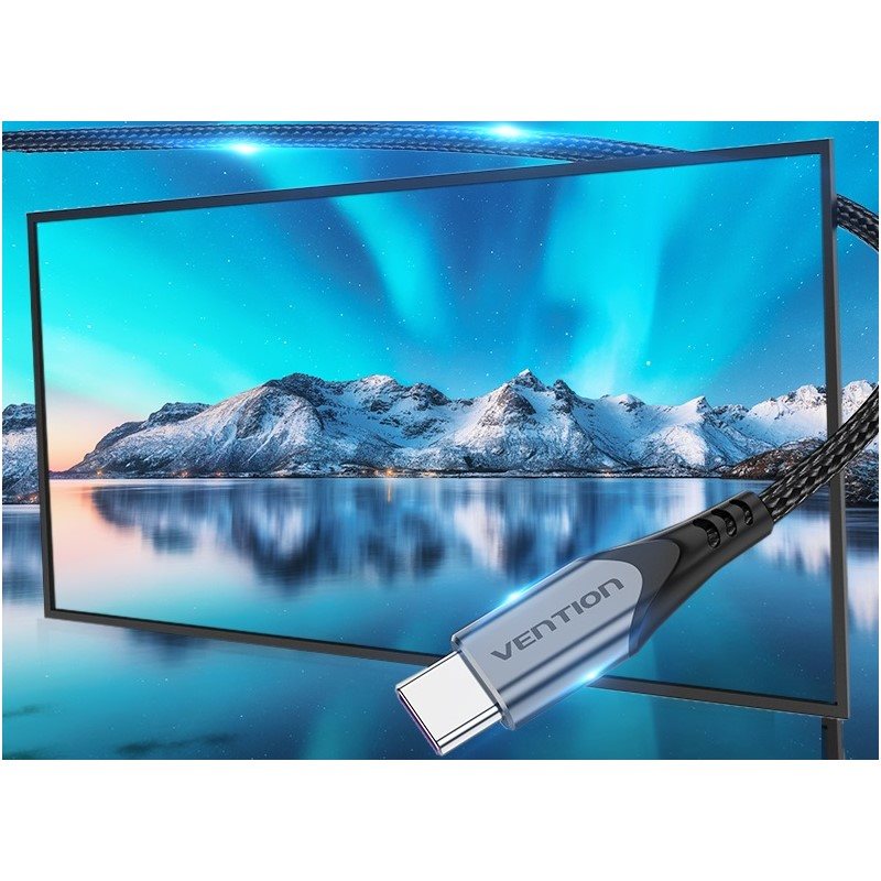 Vention USB-C 3.1 Gen2 100W 10Gbps Cable 0.5M Gray Aluminum Alloy Type